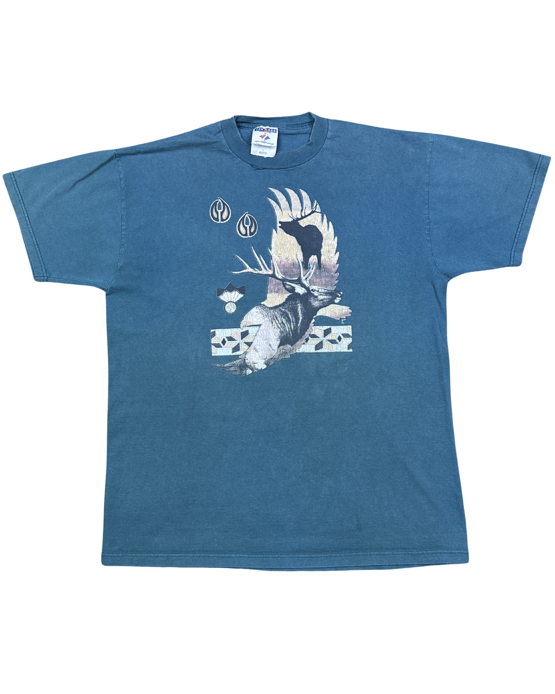 Native American Elk Graphic T-Shirt (Large)