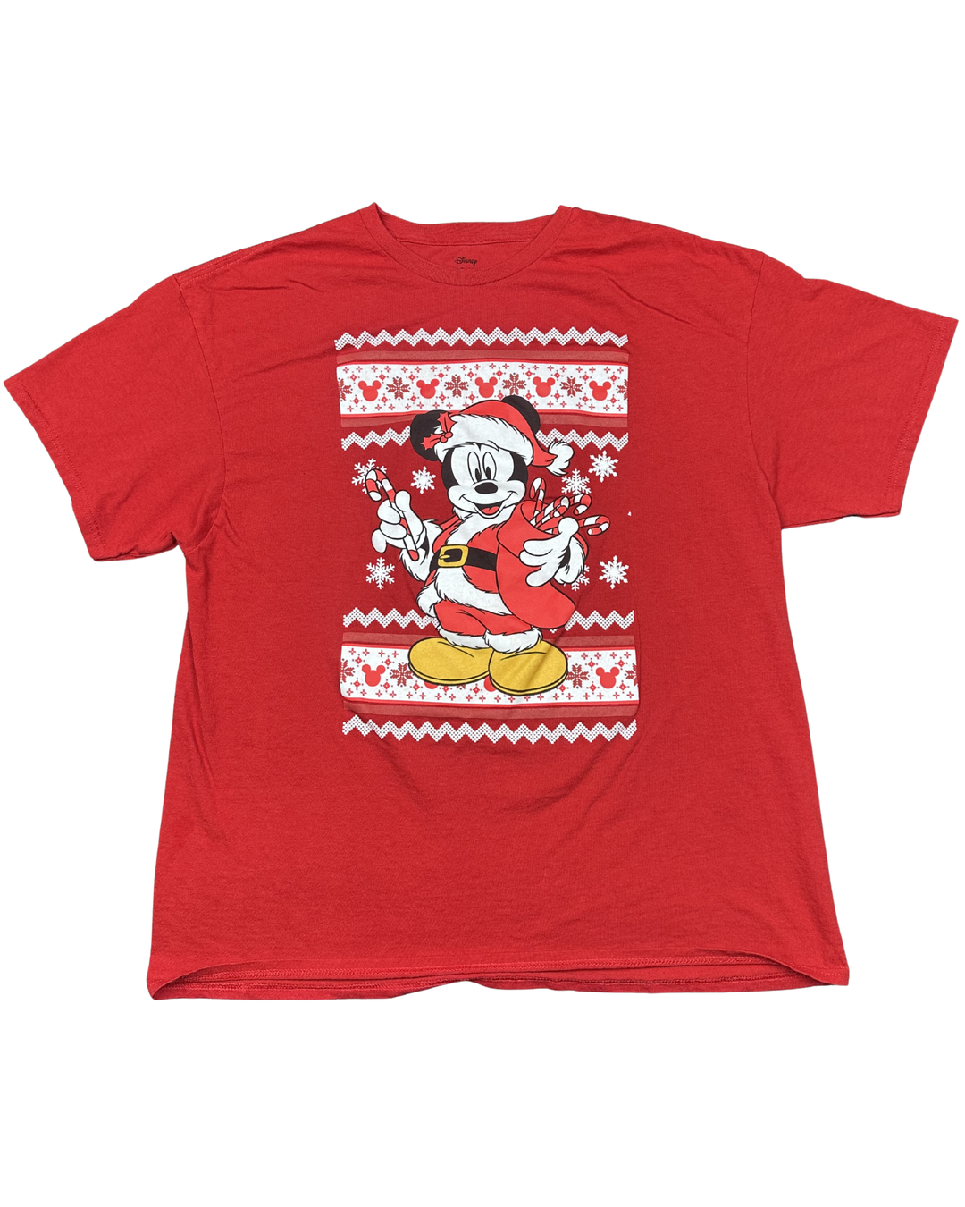 Disney Mickey Mouse Santa Christmas Graphic T-Shirt (XL)