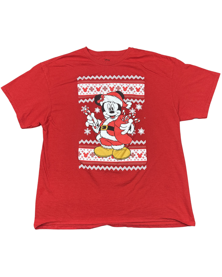 Disney Mickey Mouse Santa Christmas Graphic T-Shirt (XL)