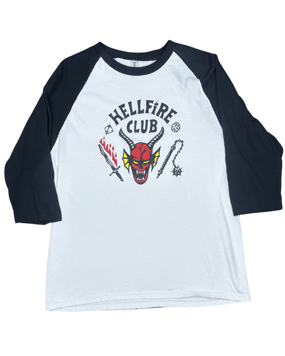 Stranger Things Hellfire Club Raglan Baseball T-Shirt (Large)