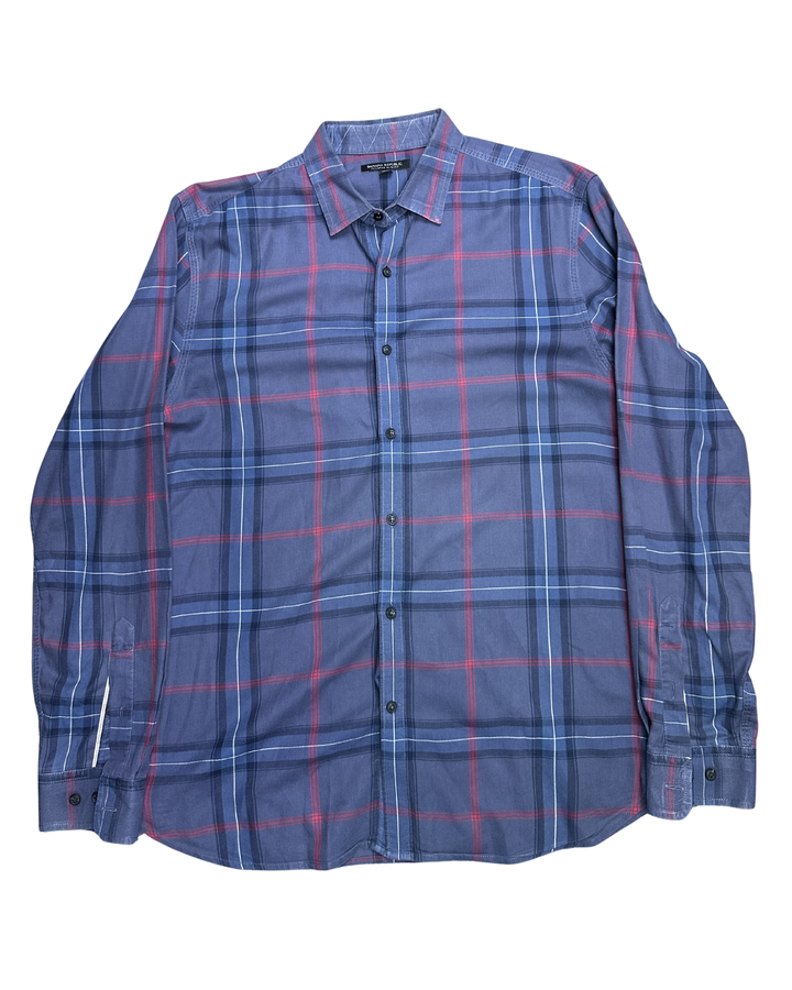 Banana Republic Tailored Slim Fit Plaid Long Sleeve Shirt (Large)