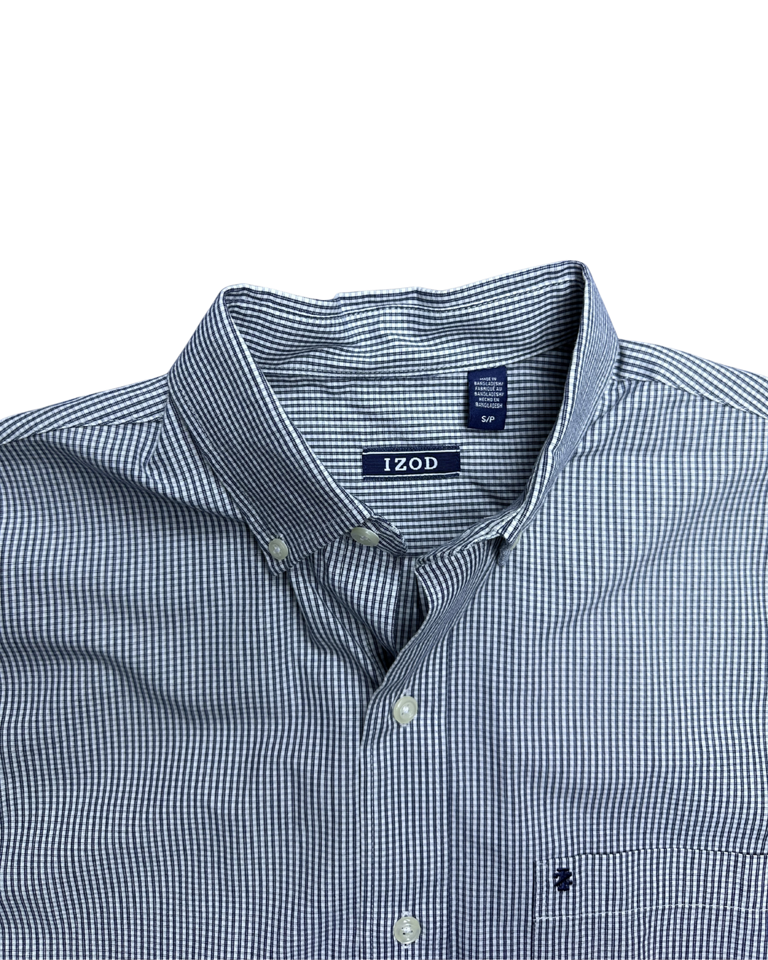 IZOD Gingham Button-Down Long Sleeve Shirt (Small)