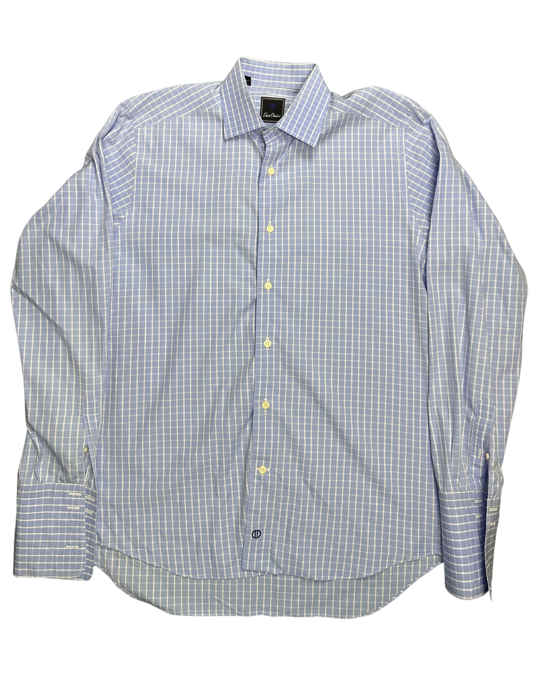 David Donahue Plaid Check Button-Down Long Sleeve Shirt (Large)