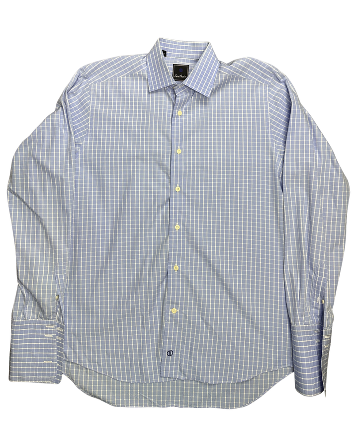 David Donahue Plaid Check Button-Down Long Sleeve Shirt (Large)