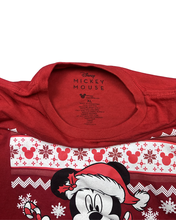 Disney Mickey Mouse Santa Christmas Graphic T-Shirt (XL) - Tag