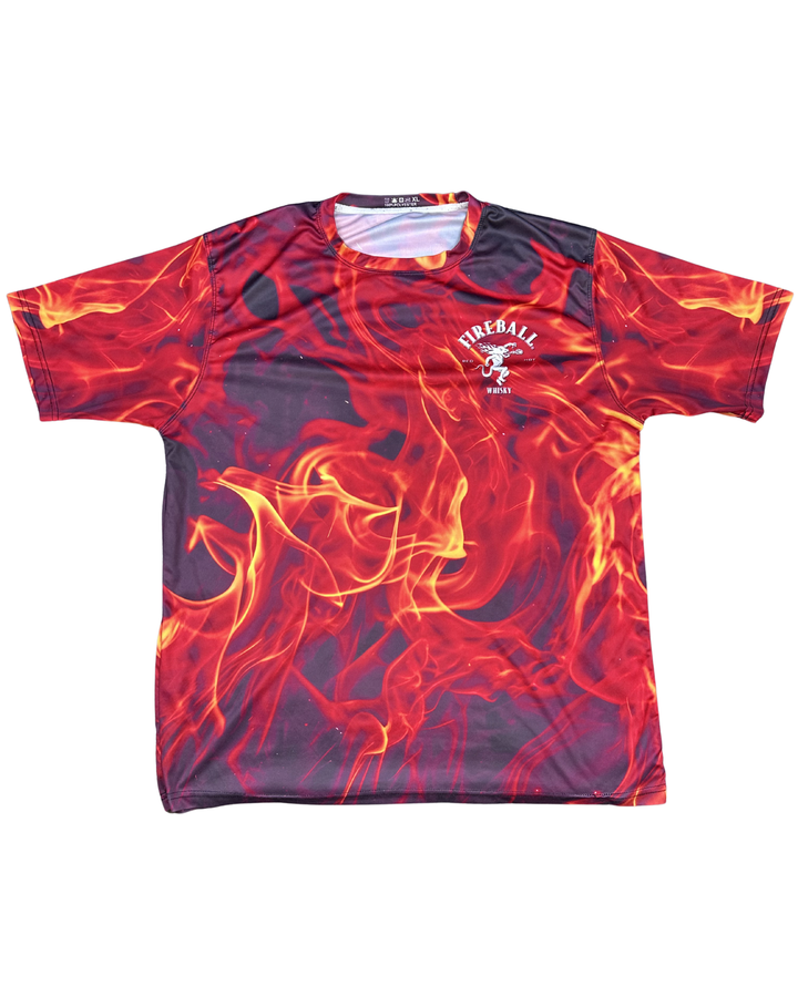 Fireball Cinnamon Whisky Flame All-Over Print Graphic T-Shirt (XL)
