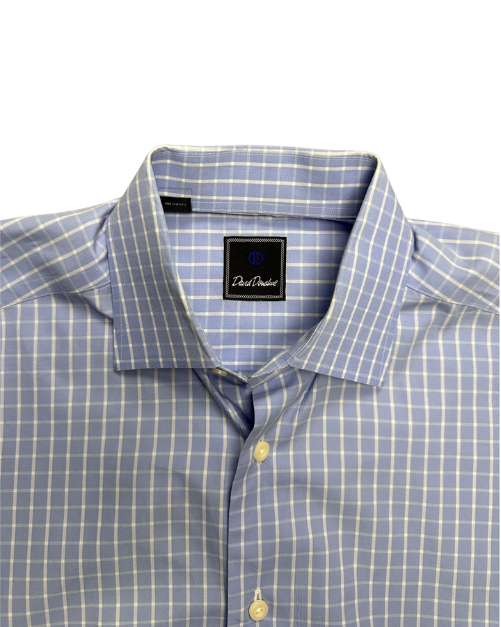David Donahue Plaid Check Button-Down Long Sleeve Shirt (Large)