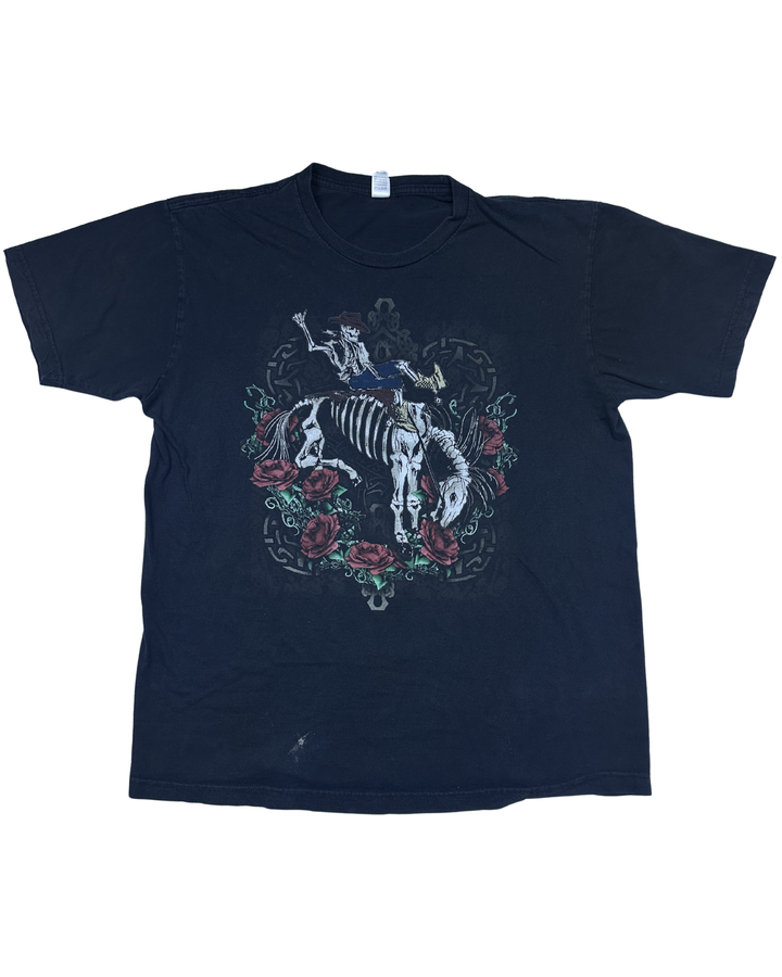 Gary Allan Skeleton Cowboy Roses Graphic T-Shirt (Large)