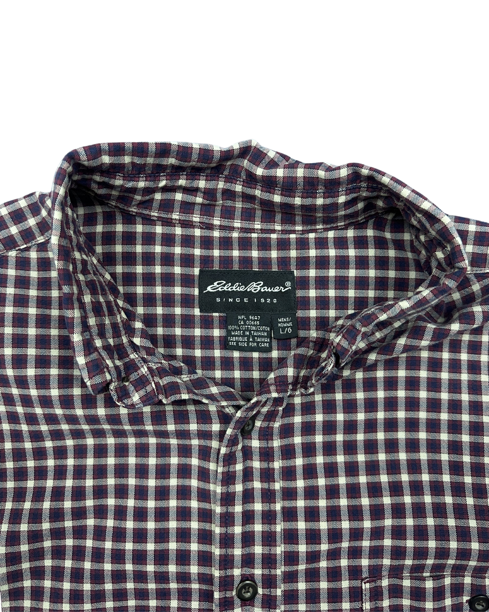 Eddie Bauer Plaid Button-Down Long Sleeve Shirt (Large)