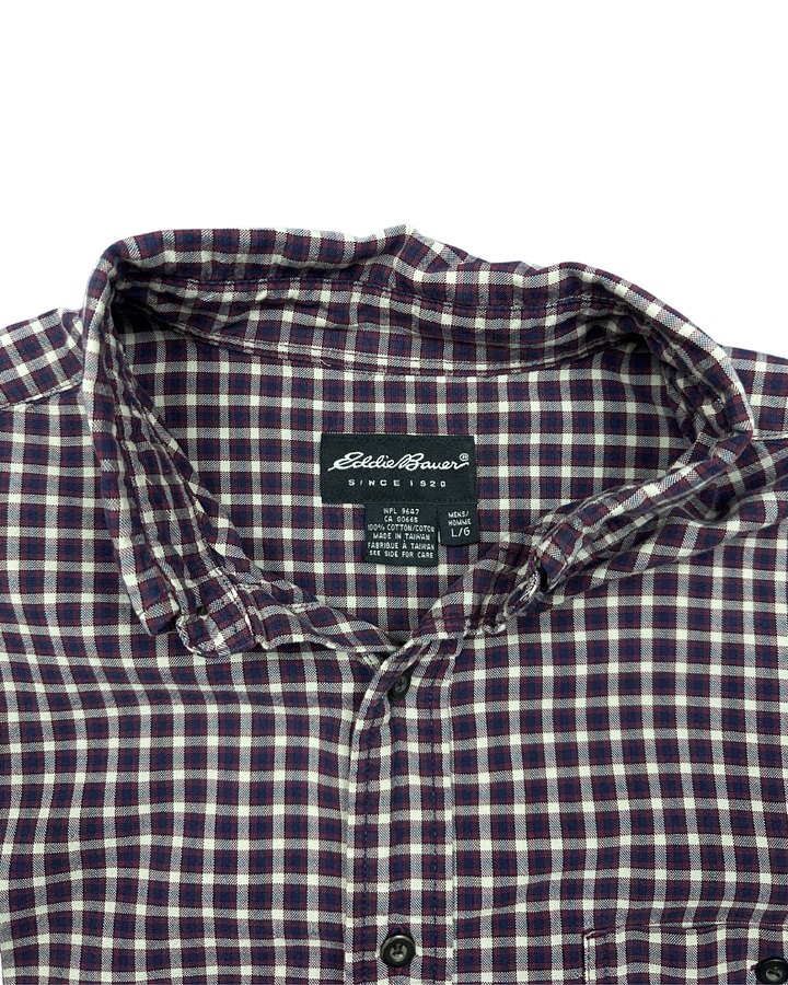 Eddie Bauer Plaid Button-Down Long Sleeve Shirt (Large)