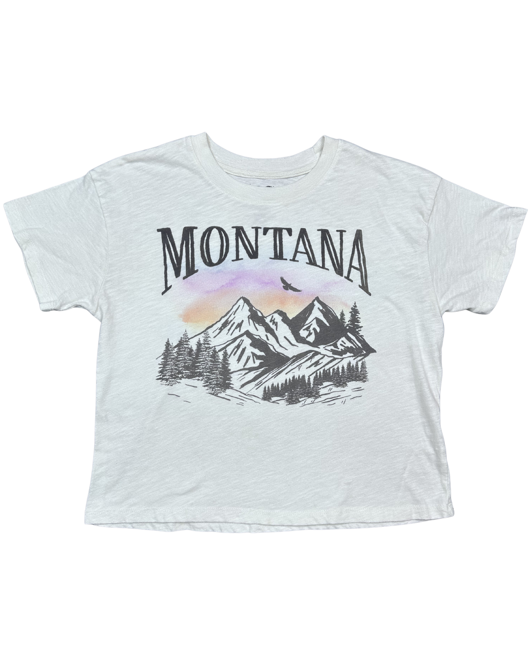 SO Montana Mountains Graphic Crop T-Shirt (Youth XL)