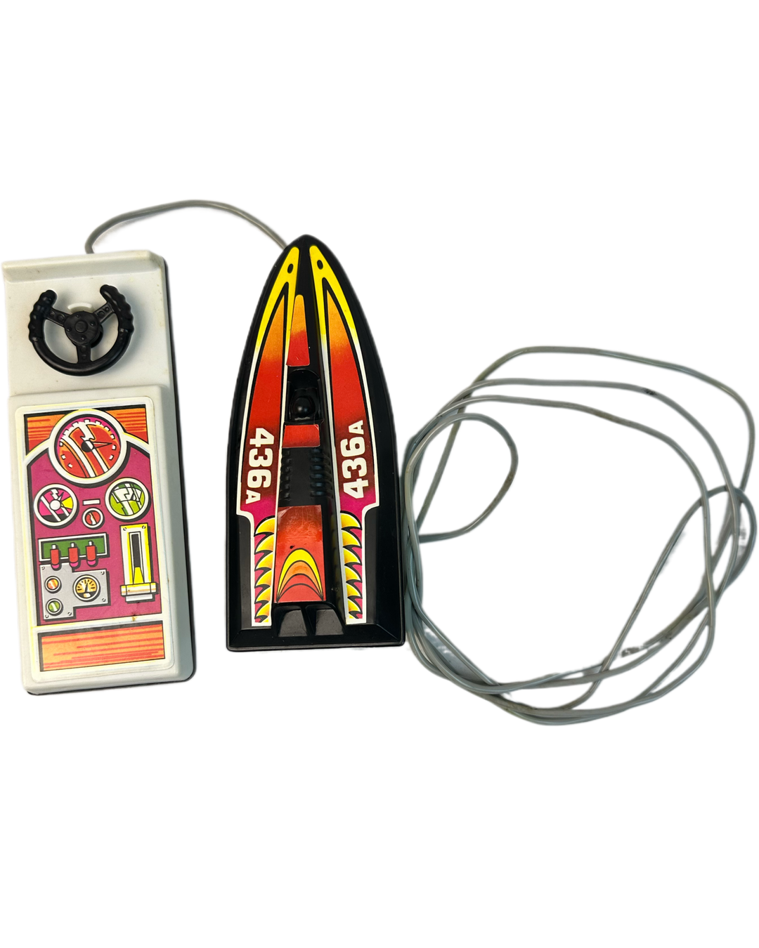 Mattel Vintage 1980 Control With Speed Boat White Black Red Kids Toy