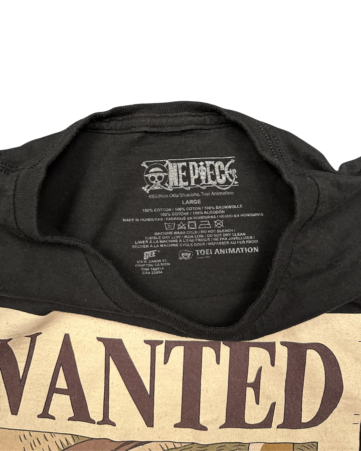 One Piece Monkey D. Luffy Wanted Poster Graphic T-Shirt (Large)